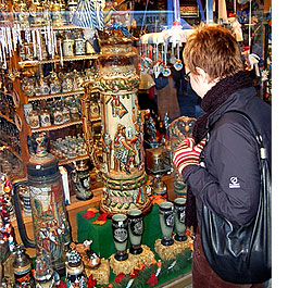Shopping for beer steins in Munich