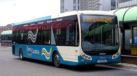 A TrawsCambria bus bound for Aberystwyth. Photo: AndrewHA