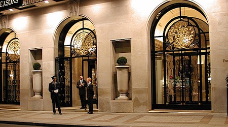 The entrance to the George V in Paris.