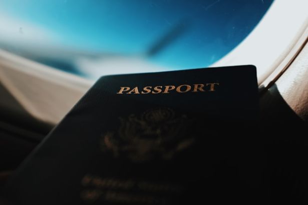 passport near plane window